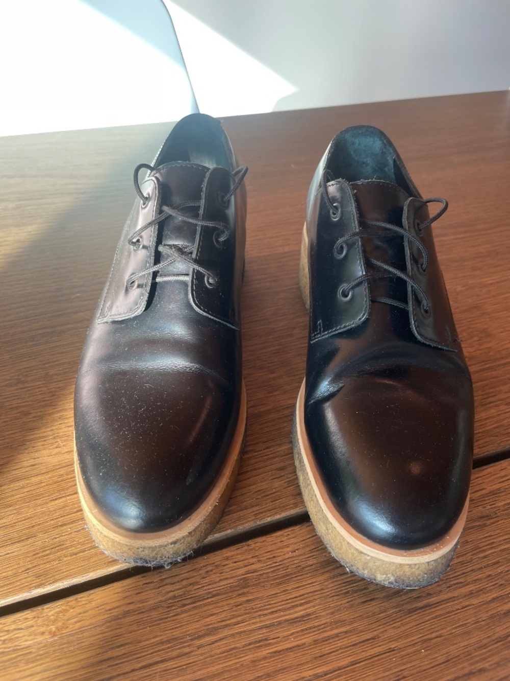 COS Black Leather Platform Derby Shoes EU 39 / US 8–8.5 Made in Portugal